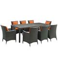 Modway Furniture Sojourn Outdoor Patio Sunbrella Dining Set, Canvas Tuscan - 9 Piece EEI-2309-CHC-TUS-SET